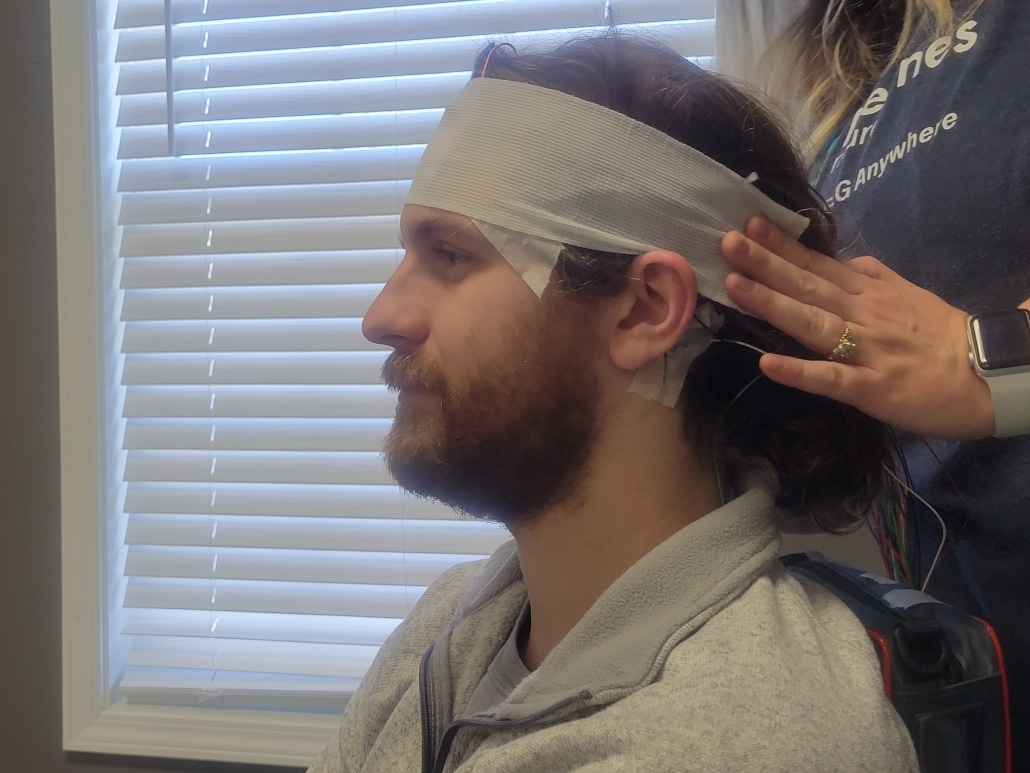 the perfect EEG head wrap on a patient