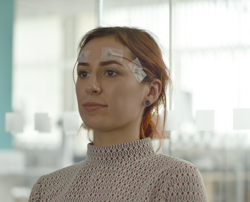 patient with EEG electrodes
