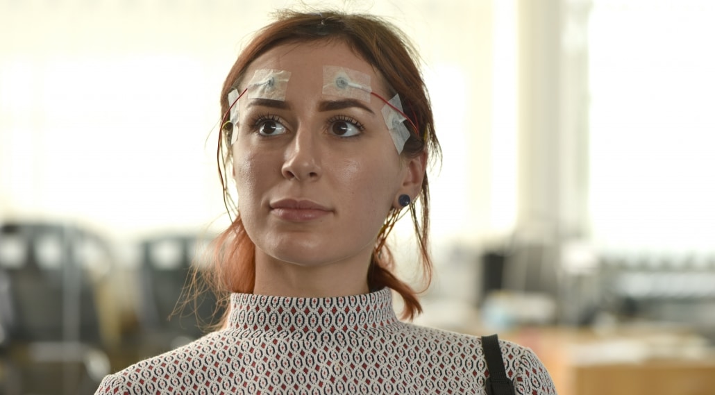 woman with EEG electrodes